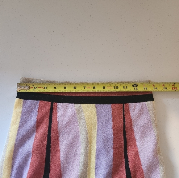 Anthropologie Laia Pink Purple Stripe Midi Knit Swing Skirt Size Small Mod Artsy - Picture 10 of 12